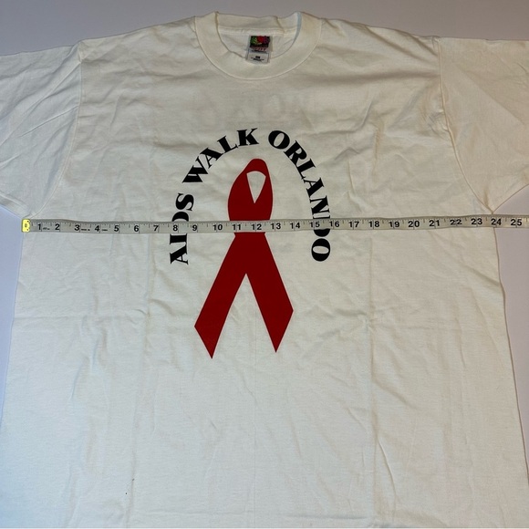 Vintage 90s Aids Walk Orlando Single Stitch Shirt Size XL Red Ribbon - Picture 5 of 7